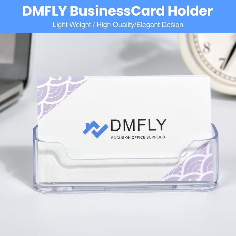 DMFLY 2 Pack Clear Business Card Holder for Desk, Plastic Business Card Display Desktop Acrylic Business Card Stand for Office, Exhibition Booth - Image 2